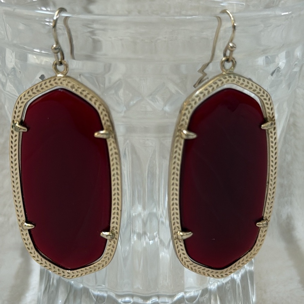 Kendra Scott Danielle Deep Red Statement Drop Ear… - image 1